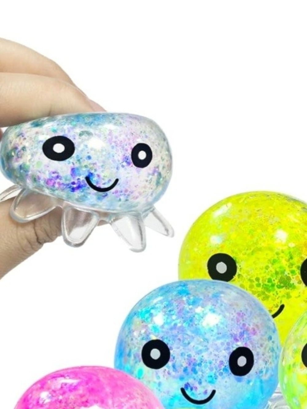 Colorful Glitter Jellyfish Squishy Stress Toy - Multicolors Available